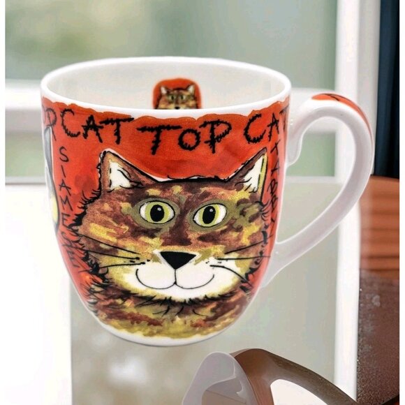 Rose Of England Bone China Teacup Coffee Cup Top Cat Siamese, Persian, Tabby - Picture 1 of 12